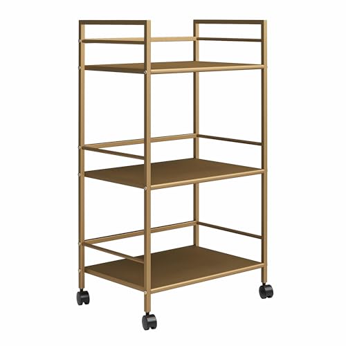 3 Tier Rolling Bar Cart with Storage and Wheels