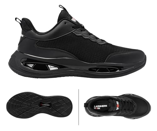LARNMERN Steel Toe Shoes Men Breathable Work Sneakers Safety Lightweight Comfortable Tennis Shoe Indestructible Sneaker(10.5 Men, Light Black)