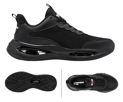 LARNMERN Steel Toe Shoes Men Breathable Work Sneakers Safety Lightweight Comfortable Tennis Shoe Indestructible Sneaker(10.5 Men, Light Black)