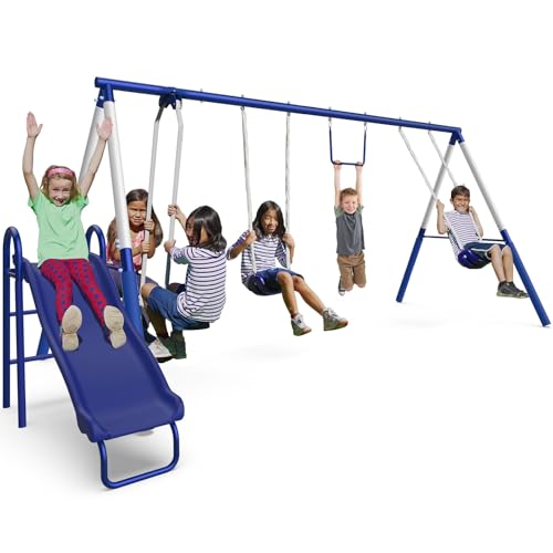 Sportspower Arcadia Metal Swing Set with Slide