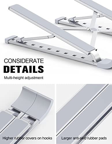 RIWUCT Laptop Stand for Desk, 9 Angles Adjustable Ergonomic Computer Stand with Detachable Phone Holder, Aluminum Cooling Portable Laptop Riser Holder Compatible with MacBook Pro Air Up to 15.6''