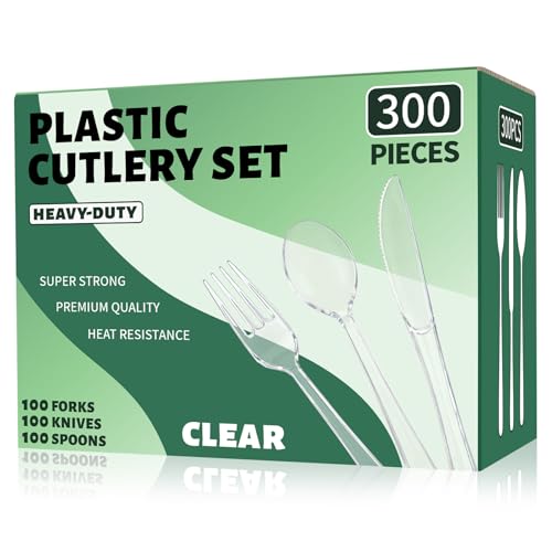 300 Count Heavyweight Disposable Plastic Silverware Set