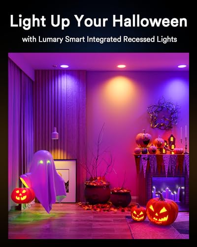 Lumary Integrated Smart Recessed Lighting 4 Inch with Junction Box 9W 780LM Canless WiFi Downlight RGBCW Color Changing Wafer Lights Work with Alexa/Google Assistant, 1PCS