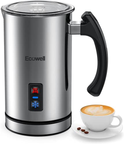 ECOWELL Milk Frother, Coffee Frother Electric, Automatic Hot and Cold Foam Frother, Stainless Steel Milk Steamer and Frother for Latte, Macchiato, Cappuccinos 8.1oz/240 ml Silver, WMMF02