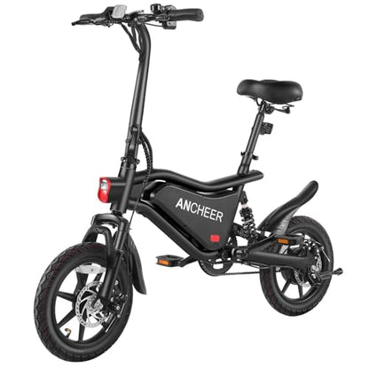ANCHEER 14" Electric Bike for Adults, 20MPH Folding Electric Mini Bike, 48V 374Wh Battery, Up to 45 Miles, Dual Shock Absorber, Brake Taillight, Cruise Control, LCD Display (Country)