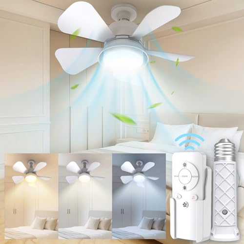 Socket Ceiling Fan Light with Remote, Easy Install