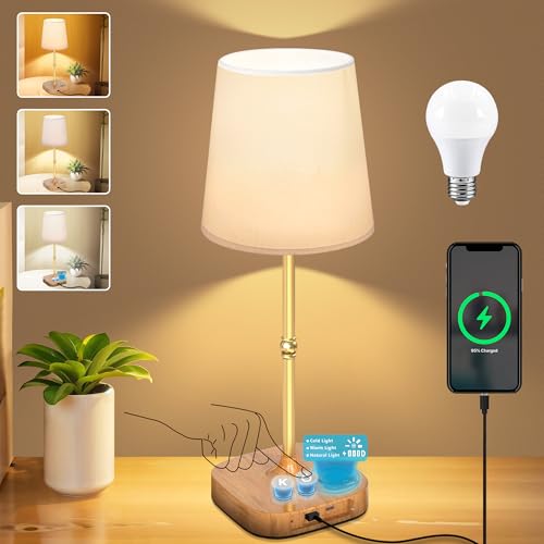 Cordless Touch Table Lamp, 3-Way Dimmable Rechargeable