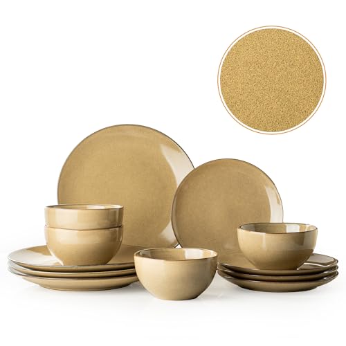 12 Piece Stoneware Dinnerware Set Plates and Bowls