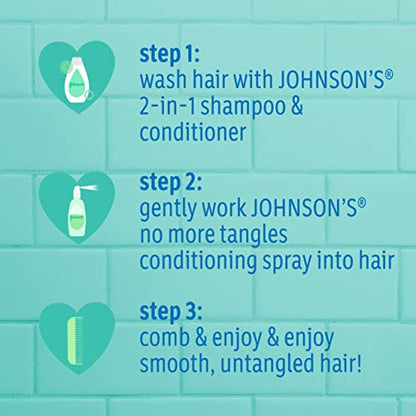 Johnson's No More Tangles Toddler & Kids Detangling Spray to Unlock Knots in Hair, Hypoallergenic & Paraben-Free, No More Tears Tear-Free Formula For Wet or Dry Hair, 10 fl. oz(Pack of 3)