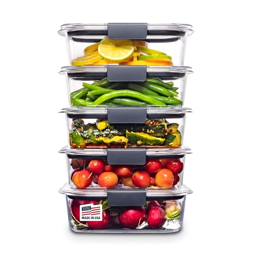 5 Piece Rubbermaid Brilliance Airtight Food Storage Containers