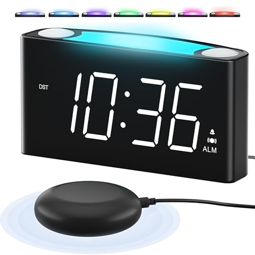 PPLEE Loud Vibrating Alarm Clock with Bed Shaker