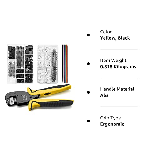 Qibaok Crimping Tool Kit Dupont Ratcheting Crimper Plier Set with 460pcs 2.54mm JST-XH Connectors and 1550PCS 2.54mm Dupont Connectors