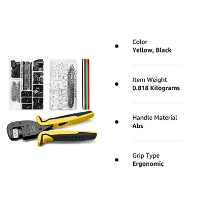 Qibaok Crimping Tool Kit Dupont Ratcheting Crimper Plier Set with 460pcs 2.54mm JST-XH Connectors and 1550PCS 2.54mm Dupont Connectors