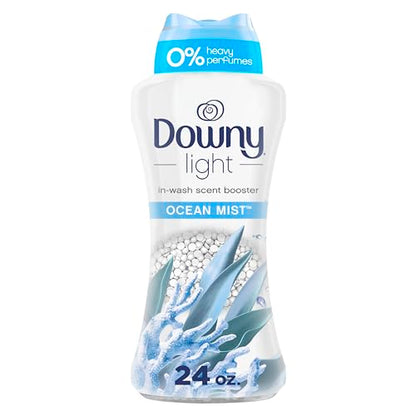 Downy Light Laundry Scent Booster Beads for Washer, Ocean Mist, 24 oz, with No Heavy Perfumes