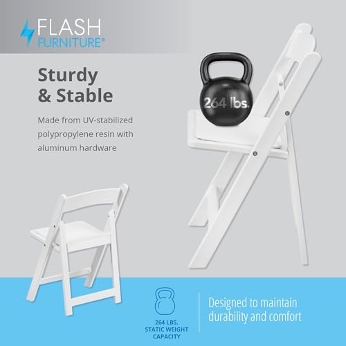Flash Furniture Hercules Series Kids Padded Folding Chairs for Children, Children's Event Seats with 264-lb. Static Weight Capacity, Set of 10, White