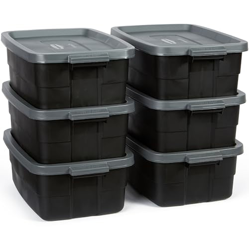 6 Pack Rubbermaid 10 Gallon Storage Totes with Lids