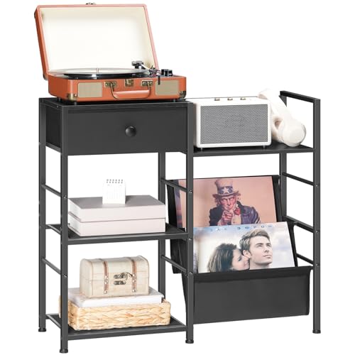 4-Tier AV Media Stand with Drawer and Shelves
