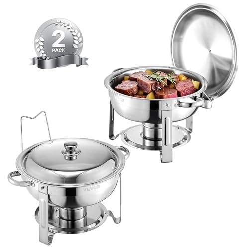 2 Pack Round Stainless Steel Chafing Dish Set