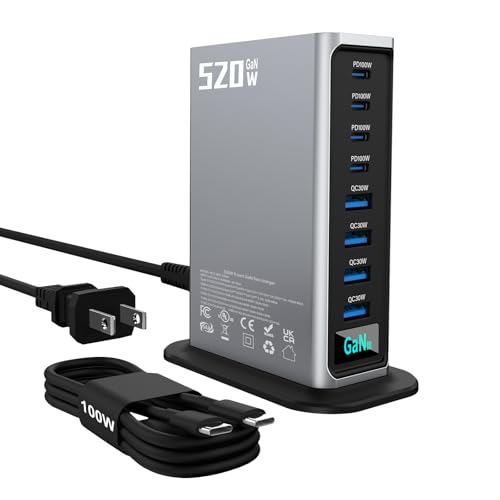 520W 8-Port GaN USB C Charging Station