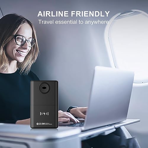 YIBITE Wireless Power Bank - 22.5W Fast Charger for Apple Watch, iPhone 15 14 13 12, iPad, & Tablet - 10000mAh Portable Battery Pack for Android, Laptop - Black