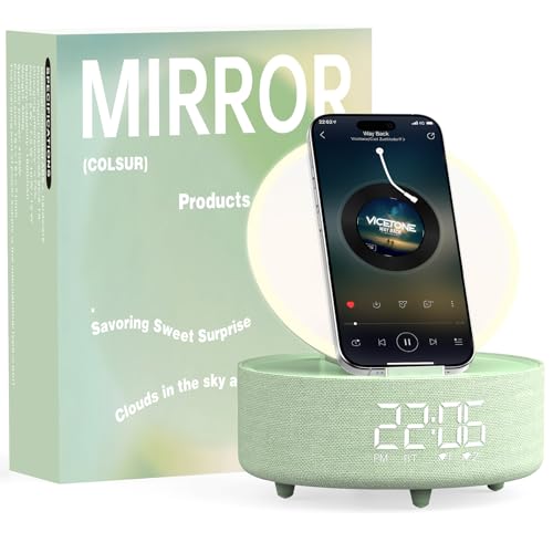 Bluetooth Speaker Alarm Clock Makeup Mirror with Wireless Charging
