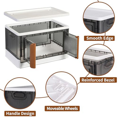 HAIXIN Plastic Storage Containers, Stackable Closet Organizers and Storage, Folding Bookshelf for Bedroom, 8.4 Gal Collapsible Laundry Organizer, 4 Pack