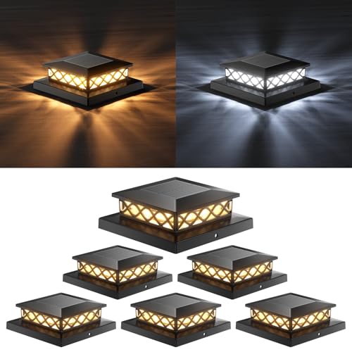 6 Pack Solar LED Post Cap Lights