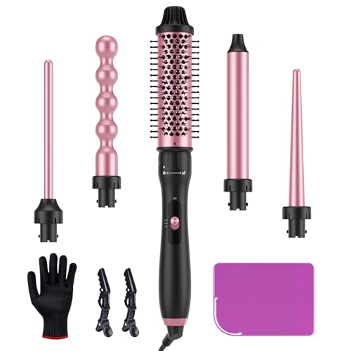5 in 1 Curling Iron Wand Set with Brush