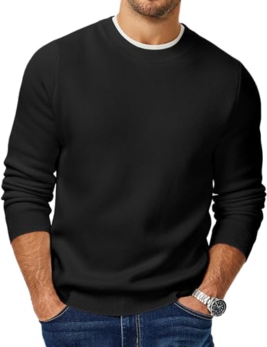 Fleece Lined Knit Crewneck Sweater Pullover