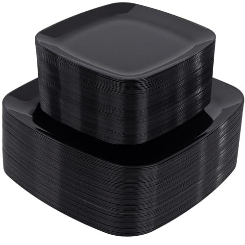 100 Count Square Disposable Plastic Dinner Plates