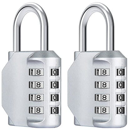 Diyife® Combination Lock, [2 Pack] 4 Digit Padlock Weatherproof for School Gym Locker, Filing Cabinets, Toolbox, Case - Silver