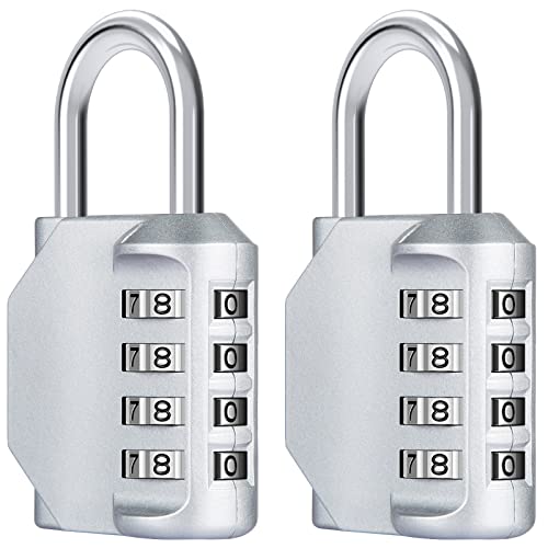Diyife® Combination Lock, [2 Pack] 4 Digit Padlock Weatherproof for School Gym Locker, Filing Cabinets, Toolbox, Case - Silver
