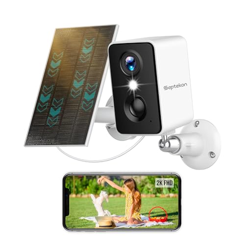 2K Wireless Outdoor Solar Security Camera, Battery Powered
