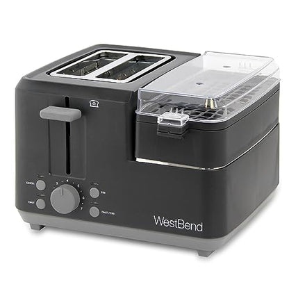 West Bend 78500 Breakfast Station, 2-Slice Toaster with Removable Meat and Vegetable Warming Tray and Egg Cooker/Poacher, Black