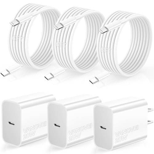 3 Pack 20W USB C Fast Charger with Cables