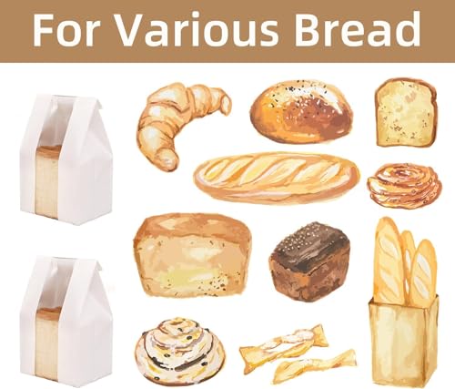 25Pcs Large Paper Bread Bags for Homemade Bread Sourdough Loaf Bread Bags with Stickers Bread Gifting Bags with Window Paper Bags for Bread Packing Storage (13.7 * 8.2 * 3.5 in)
