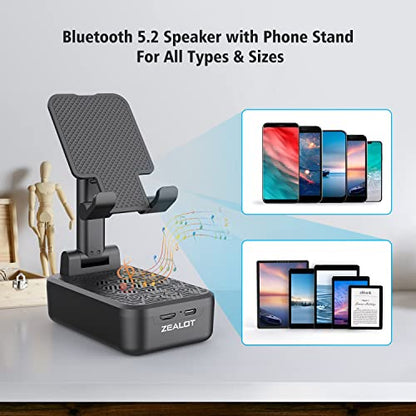 ZEALOT Bluetooth Speaker with Phone Stand, Phone Holder,Ipad Stand and Holder,Cell Phone Stand,Compatible Widely,Gifts for Women or Men