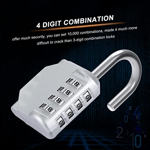 Diyife® Combination Lock, [2 Pack] 4 Digit Padlock Weatherproof for School Gym Locker, Filing Cabinets, Toolbox, Case - Silver