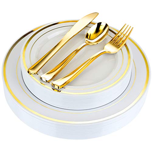 125 Piece Fancy Disposable Plates and Silverware Set