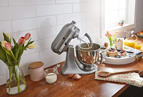KitchenAid KSM150FECU Value Bundle Artisan 5 Quart Stand Mixer, Contour Silver