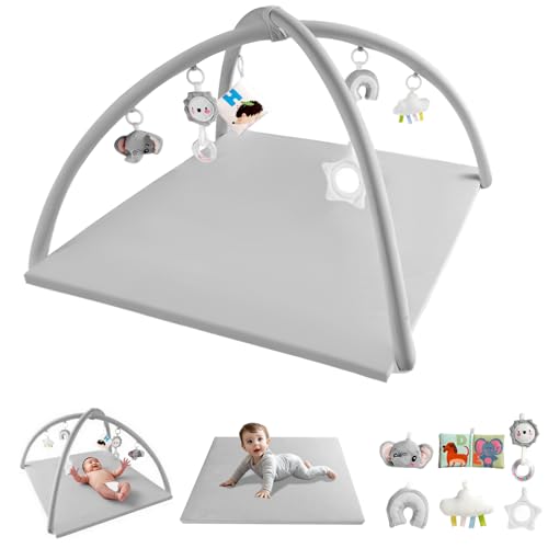 Baby Play Gym with Soft Foam Tummy Time Mat