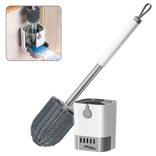 Self-Draining Toilet Brush with Ventilated Holder