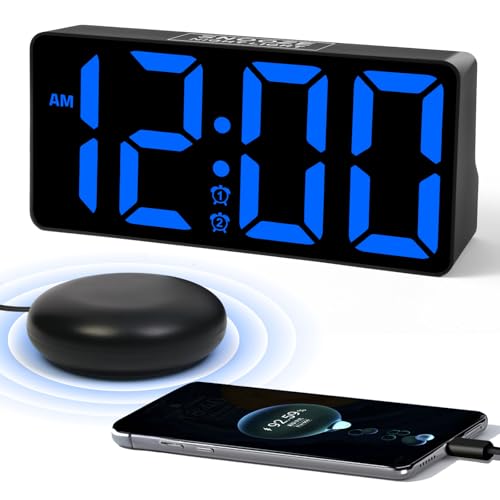 Vibrating Dual Alarm Clock with Bed Shaker and USB