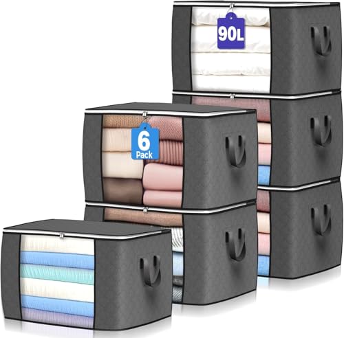 6 Pack Large Storage Bags Foldable Closet Organizers