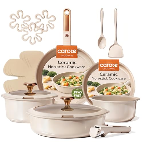 18 Piece Nonstick Ceramic Pots and Pans Set