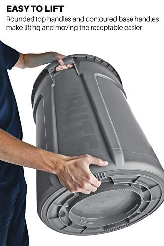 Rubbermaid Commercial Products BRUTE Heavy-Duty Round Trash/Garbage Can, 20-Gallon, Gray, Outdoor Waste Container for Home/Garage/Bathroom/Outdoor/Driveway
