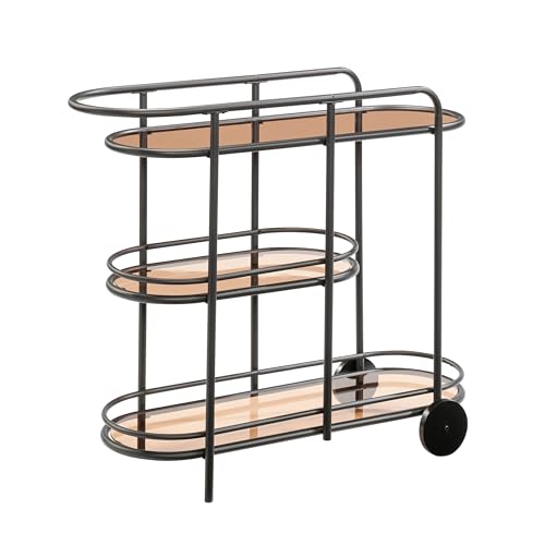 Sauder Coral Cape Metal and Glass Bar Cart