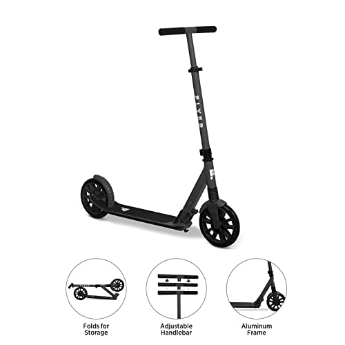 Flyer Kickstart Max, Kick Scooter, Adjustable Handlebars & Foldable, Black Scooter 8+ Years, and up to 220 lbs