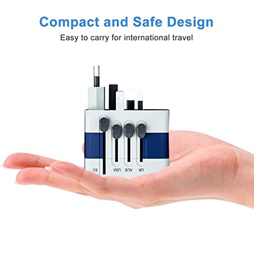 Universal Travel Adapter,International Plug Adapter,WAUDM All in One Universal USB Travel Power Adapter with 3 USB Port and Type-C for Multi-Nation Travel US EU UK Australia