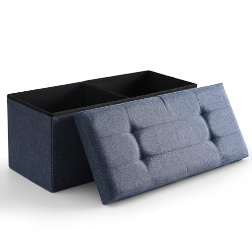 75L Foldable Storage Ottoman Bench with Lid